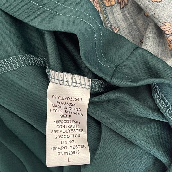 Entro Teal Floral Dress with Mustard Highlights - Picture 6 of 6